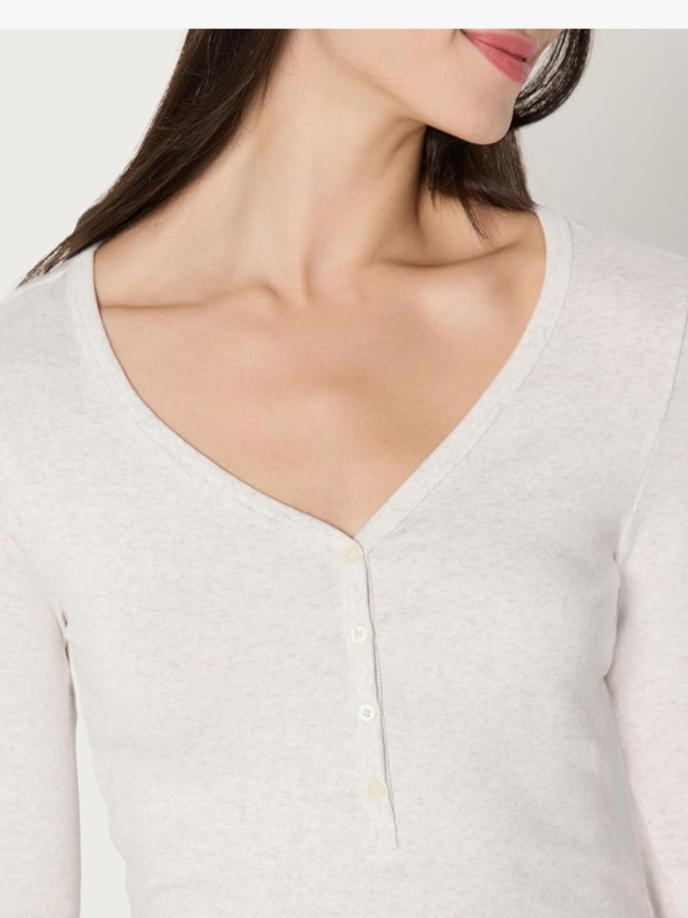 Amazon Essentials Women's Long-Sleeve Henley Top in Light Cream - Picture 3 of 8